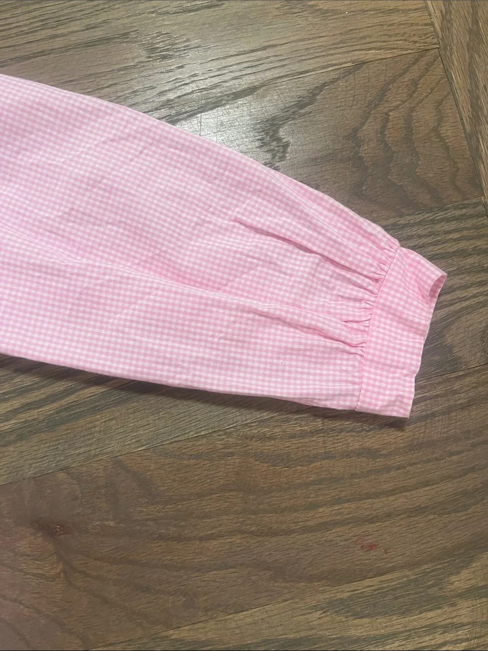 Girls pink/white gingham top size 5 EUC